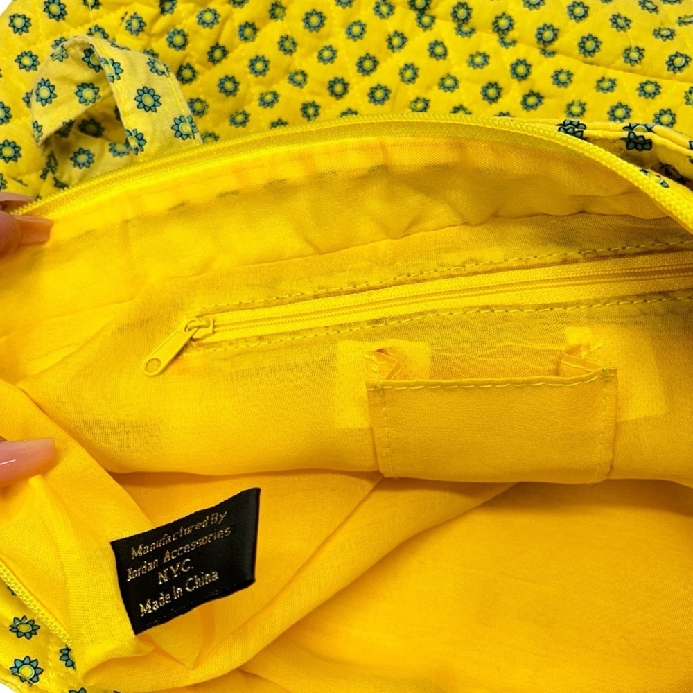 Quilted Shoulder Handbag Yellow And Blue Floral - Picture 7 of 12
